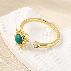 Brass Pave Cubic Zirconia Open Cuff Rings for Women&nbsp;RJEW-U056-01G