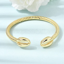 Ocean Brass Shell Shape Open Cuff Bangles for Women&nbsp;KK-CBAF3A5-09G