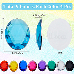36Pcs 9 Colors Acrylic Rhinestone Flat Back Cabochons&nbsp;DIY-GF0009-16