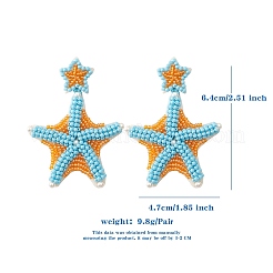 Summer Ocean Vacation Style Handmade Glass Seed Beaded Bohemian Dangle Stud Earrings&nbsp;PW-WGFE95A-03