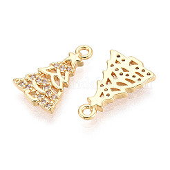Brass Micro Pave Clear Cubic Zirconia Pendants&nbsp;KK-T077-45G