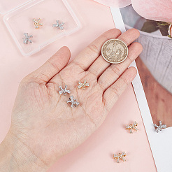 12Pcs 2 Colors Rack Plating Brass Micro Pave Cubic Zirconia Charms&nbsp;ZIRC-BBC0001-30