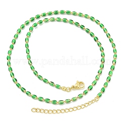 Brass Enamel Column Link Chain Necklaces&nbsp;NJEW-H039-16G-02