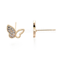 Clear Cubic Zirconia Butterfly Stud Earrings&nbsp;EJEW-G321-04G