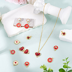 10Pcs 5 Styles Heart Theme Brass Enamel Pendants&nbsp;KK-TA0008-88
