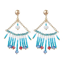 3 Pairs Triangle Glass Chandelier Earrings&nbsp;EJEW-MZ00523