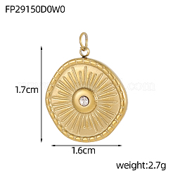 304 Stainless Steel Micro Pave Cubic Zirconia Pendants&nbsp;STAS-OY008-65G