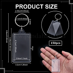 Transparent Blank Acrylic Rectangle Pendant Keychains&nbsp;LS-KEYC-WH0036-78