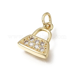 Brass Micro Pave Clear Cubic Zirconia Charms&nbsp;CU-L001-02G