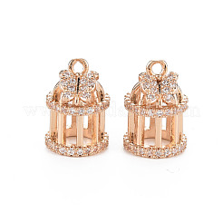 Rack Plating Brass Micro Pave Clear Cubic Zirconia Pendants&nbsp;X-KK-T060-17-RS