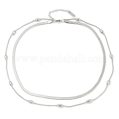 304 Stainless Steel Snake Chain Double Layer Necklaces for Women&nbsp;NJEW-Z072-03P