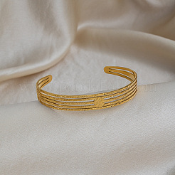 Vintage Hammered 304 Stainless Steel Multi-strand Cuff Bangles for Women&nbsp;AJ6872
