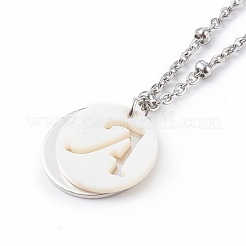 Natural Shell Initial Necklaces&nbsp;NJEW-JN03420