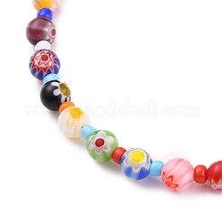 Handmade Millefiori Glass Beads Anklets&nbsp;AJEW-AN00341-02