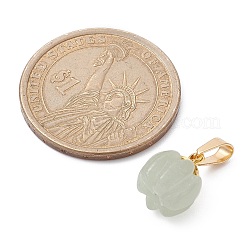 Natural Green Aventurine Pumpkin Charms with Golden Tone 304 Stainless Steel Snap on Bails&nbsp;PALLOY-JF02349-04