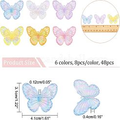 48Pcs 6 Colors Electroplate Acrylic Pendants&nbsp;PACR-FH0001-04