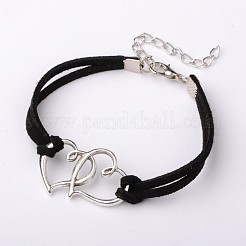 Alloy Double Heart Link Bracelets for Valentine's Day&nbsp;BJEW-JB01530