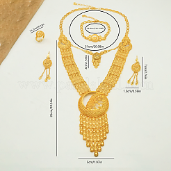 Vintage Alloy Statement Hollowed Ear of Wheat Necklace & Bracelet & Earrings & Ring Set for Women&nbsp;ZA7503