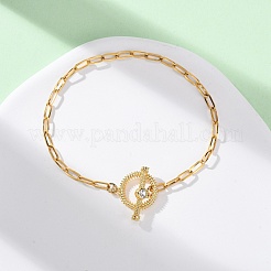 304 Stainless Steel Flat Round Link Bracelets&nbsp;BJEW-R027-06G-02