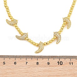 Brass Micro Pave Clear Cubic Zirconia Hot Pepper and Round Beaded Necklaces&nbsp;KK-CBA4547-15G