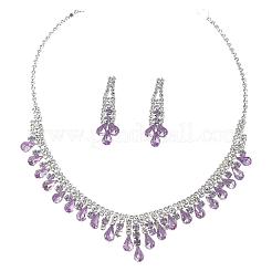 Alloy Rhinestone Teardrop Tassel Necklaces & Stud Earrings Sets&nbsp;FS-WG9D3B7-01