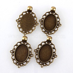 Vintage Tibetan Alloy Pendant Cabochon Bezel Settings&nbsp;X-TIBEP-M018-38AB-NF