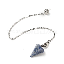 Cone Natural Blue Spot Jasper Pointed Dowsing Pendulums&nbsp;HJEW-JM04048-01