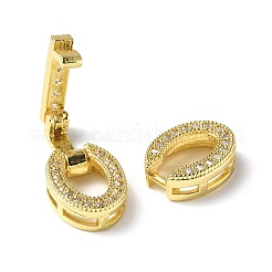 Rack Plating Brass Micro Pave Clear Cubic Zirconia Fold Over Clasps&nbsp;KK-G448-04G