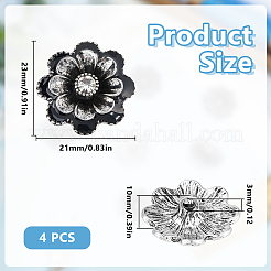 Flower Alloy & Glass Shank Buttons&nbsp;BUTT-WH0061-14
