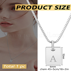 1Pc Stainless Steel Letter Rectangle Pendant Necklaces&nbsp;NJEW-LP0001-34A-P
