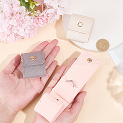 4Pcs 3 Colors 4-Pocket PU Leather Jewelry Rolls with Golden Tone Metal Snap Buttons&nbsp;ABAG-DR0001-18