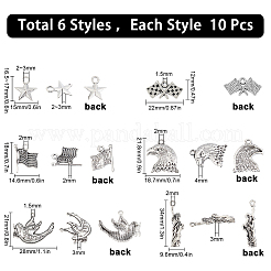 60Pcs 6 Style Independence Day Theme Tibetan Style Zinc Alloy Pendants&nbsp;TIBEP-SC0002-05