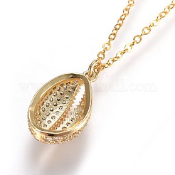Brass Micro Pave Cubic Zirconia Pendant Necklaces&nbsp;NJEW-JN02313