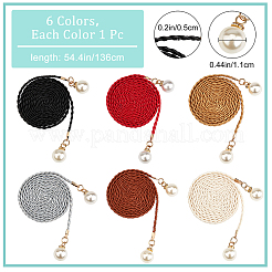 6Pcs 6 Colors Imitation Leather Braided Chain Belts with Imitation Pearl&nbsp;AJEW-CP0001-81