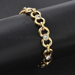 9.5MM 304 Stainless Steel Crystal Rhinestone Bowknot Link Chain Bracelets&nbsp;SA-CBA2696-22G