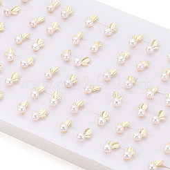 Brass & Natural Pearl Stud Earrings&nbsp;PEAR-N020-WX10