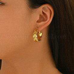 201 Stainless Steel Leaf Hoop Earrings for Women&nbsp;GX4867