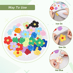 40Pcs 20 Styles Rose Shape & 5-Petal Flower Computerized Embroidery Cloth Iron on/Sew on Patches&nbsp;DIY-AR0003-12
