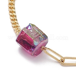 Electroplated Hexagon Prism Natural Quartz Link Bracelets&nbsp;BJEW-JB10753-03