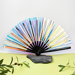 1Pc Bamboo with Oxford Fabric Glitter Powder Folding Fans&nbsp;AJEW-SP0003-77E