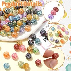 100Pcs Crackle & Baking Paint Transparent Glass Beads&nbsp;GLAA-CJ0003-03