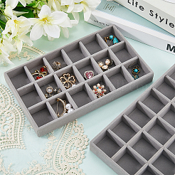 18 Grids Rectangle Wood Covered with Velvet Jewelry Trinket Display Trays&nbsp;AJEW-WH20054-062H-02