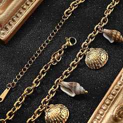 Ocean Beach 304 Stainless Steel & Shell Bib Necklaces&nbsp;STAS-Z112-01G