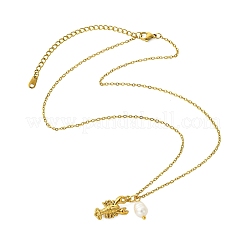 Ocean 304 Stainless Steel and Rice Natural Pearl Sea Animal Pendant Cable Chain Necklaces for Women&nbsp;NJEW-JN06217-01