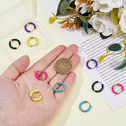 5 Pairs 5 Color 316 Stainless Steel Enamel Ring Hoop Earrings&nbsp;EJEW-DC0001-39B