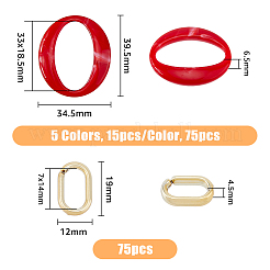 75Pcs Acrylic Imitation Gemstone Style Linking Rings&nbsp;OACR-FH0001-046