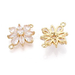 Brass Pave Clear Cubic Zirconia Connector Charms&nbsp;KK-N284-16G