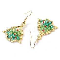 Christmas Tree Alloy & Glass Dangle Earring&nbsp;EJEW-TA00448