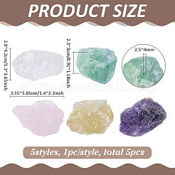 5Pcs 5 Styles Natural Natural Quartz Crystal & Amethyst & Citrine & Fluorite & Rose Quartz Rough Nuggets Incense Burners&nbsp;DJEW-FG0001-42