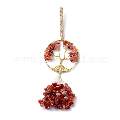 Wire Wrapped Chips Natural Mixed Stone Big Pendant Decorations&nbsp;HJEW-H057-03